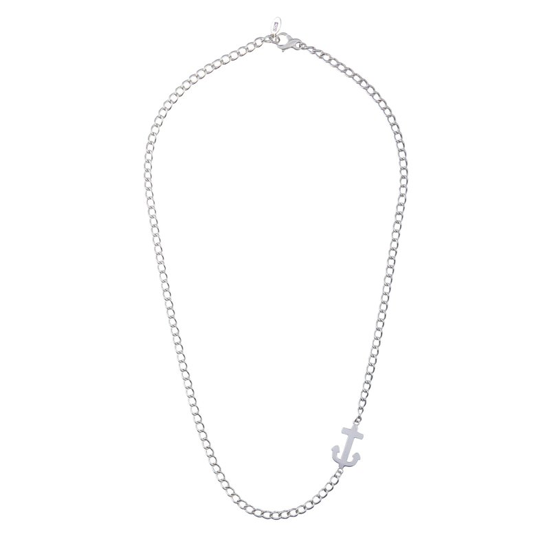 手工纯银锚型镶嵌项链 - LHN Jewelry - 项链 - 纯银 银色