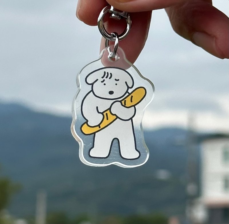 【WOOOGUO】法国面包懒狗钥匙圈 压克力钥匙圈 吊饰 挂饰 狗狗 - 钥匙链/钥匙包 - 塑料 多色