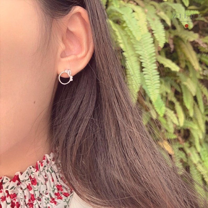 │轻奢│天使之翼 • 银 • 微镶锆石 • 耳针耳夹 • 925silver - 耳环/耳夹 - 纯银 