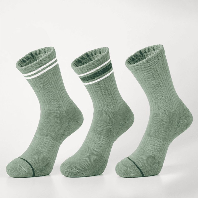 自由拼图(单支入) - 灰绿(F) - 袜子 - 棉．麻 绿色