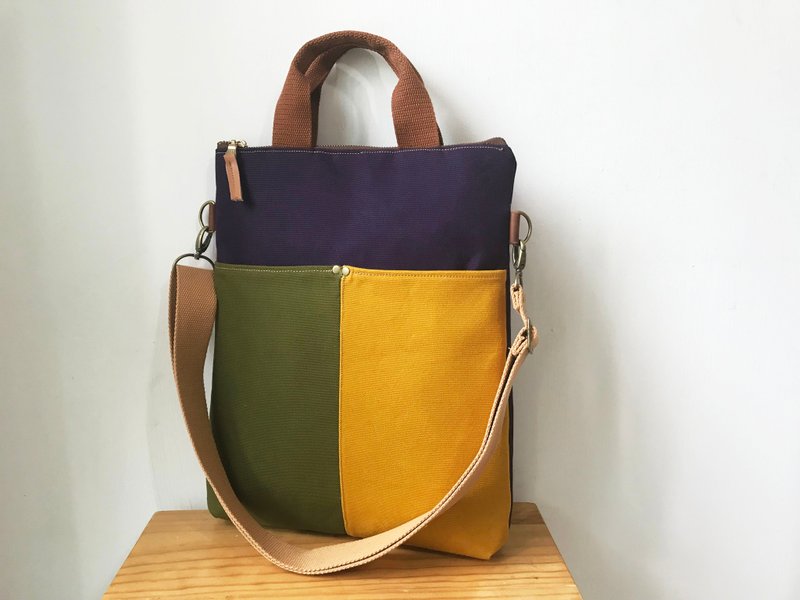 手作笔电袋 笔电包 2way手提背带电脑袋  笔电袋 笔电收纳包 防 - 电脑包 - 棉．麻 咖啡色