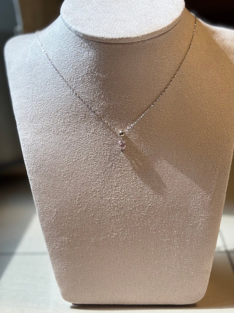 【Beebers经典】粉红恋人-925 银镶嵌天然淡粉碧玺坠链 - 项链 - 宝石 粉红色