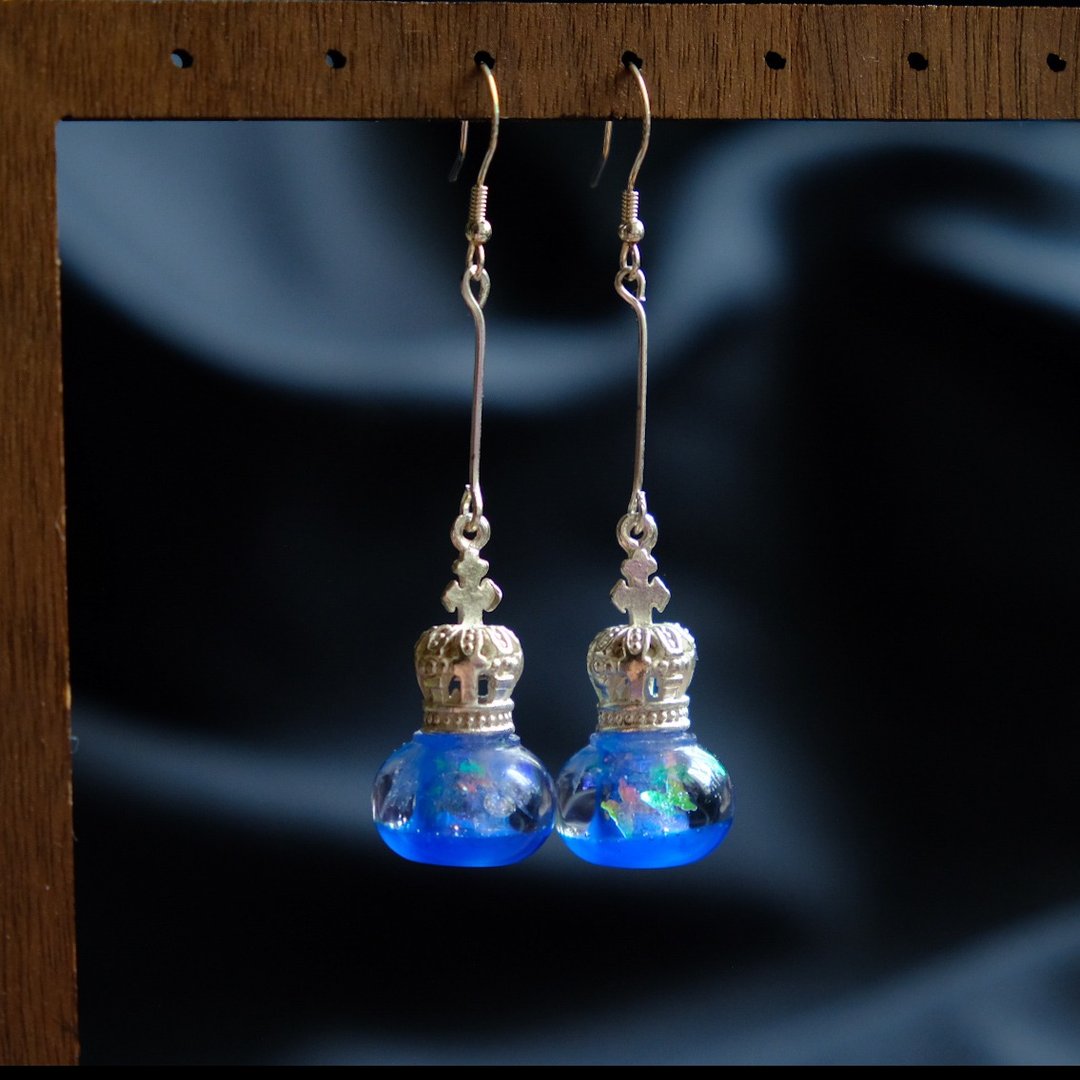 【ミントワイン】Mint Wine - Silver Earrings by ETPLANT - 耳环/耳夹 - 纯银 蓝色