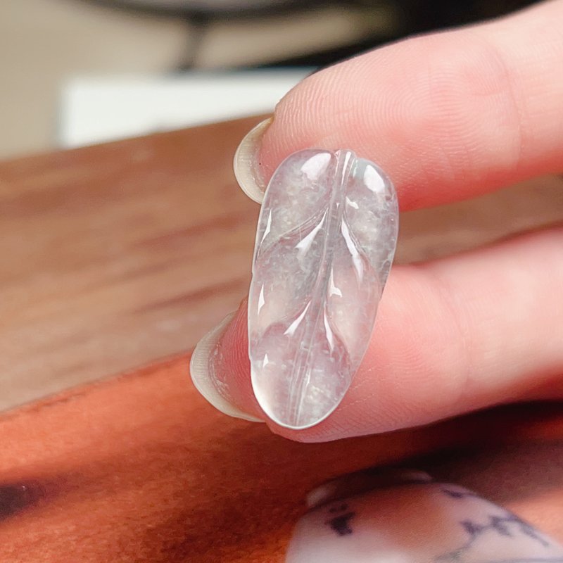【一叶致富】玻璃种飘雪花翡翠叶子 | 天然缅甸A货翡翠 | 送礼 - 其他 - 玉石 透明