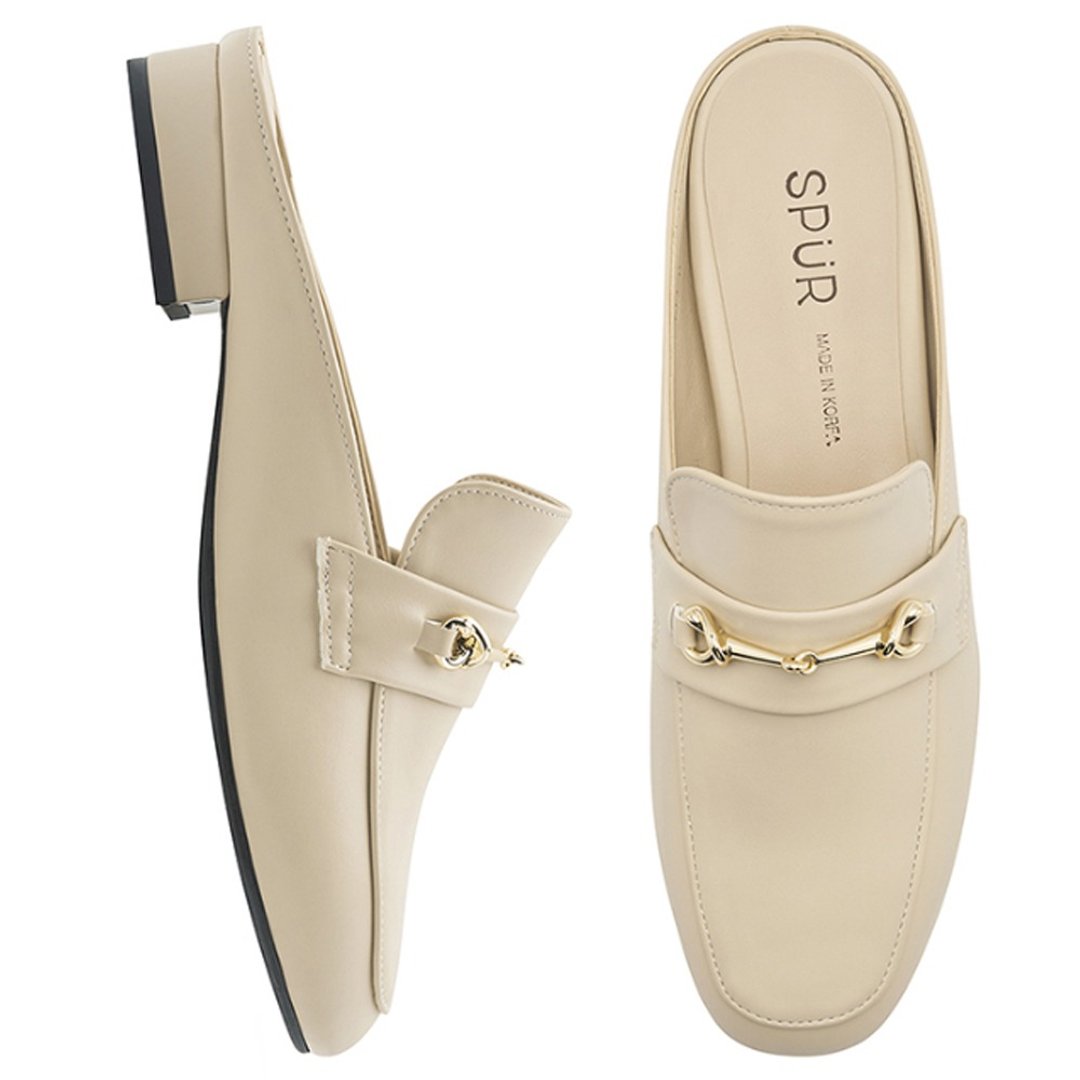 PRE-ORDER SPUR 扭錬扣穆勒鞋 QS7025 Light Beige - 女款休闲鞋 - 人造皮革 