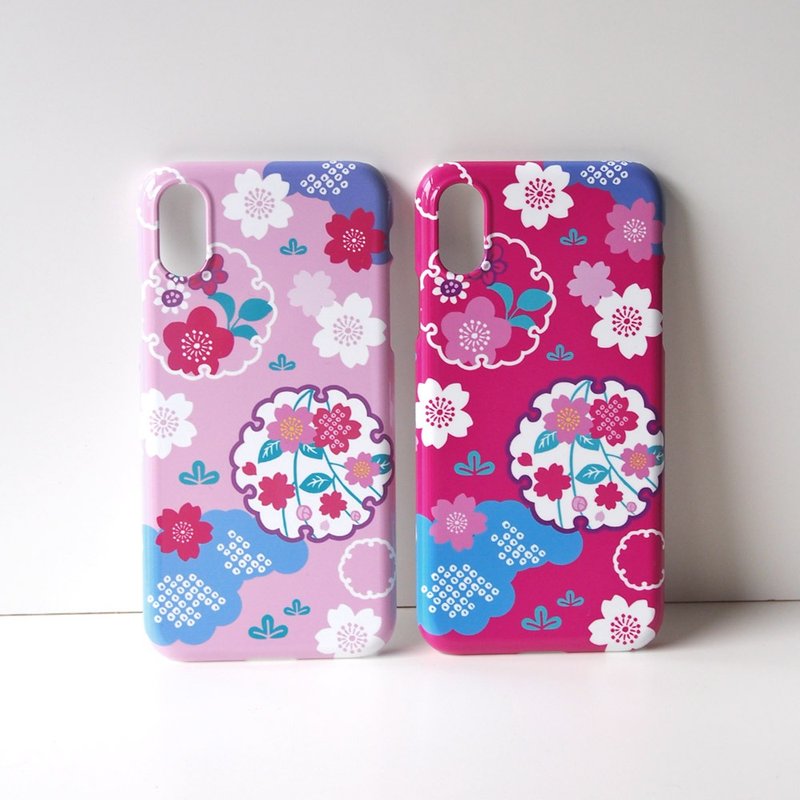 Plastic iPhone case - Japanese Cherry Blossoms and Snowy Crystals - - 手机壳/手机套 - 塑料 粉红色