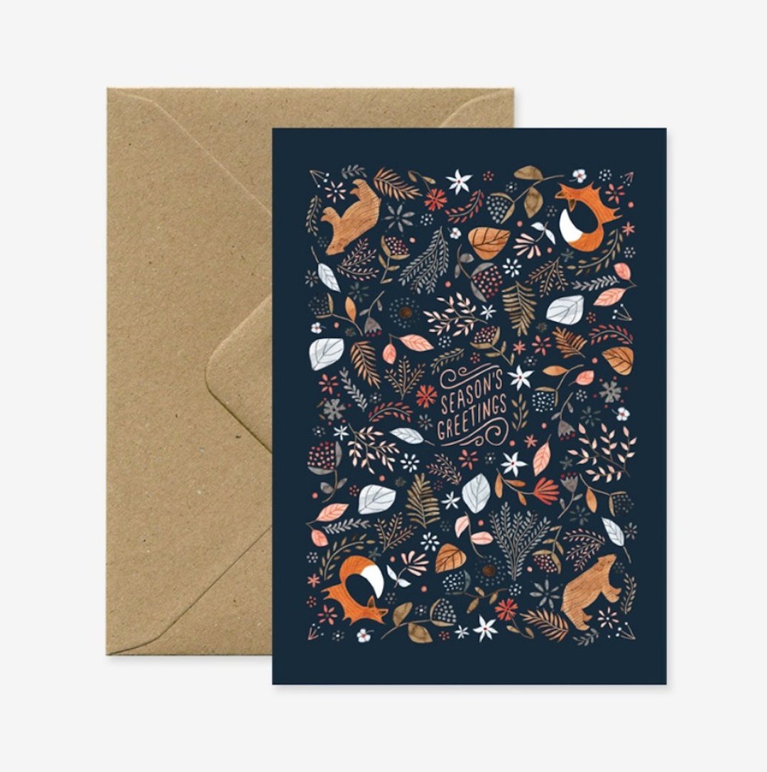 狐狸与熊圣诞卡片 - 卡片/明信片 - 纸 