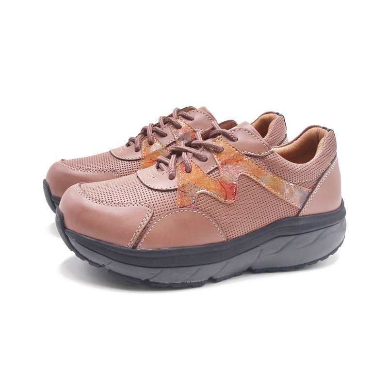 W&M(女)彩纹绑带厚底休闲鞋 女鞋-浅咖 - 女款休闲鞋 - 真皮 