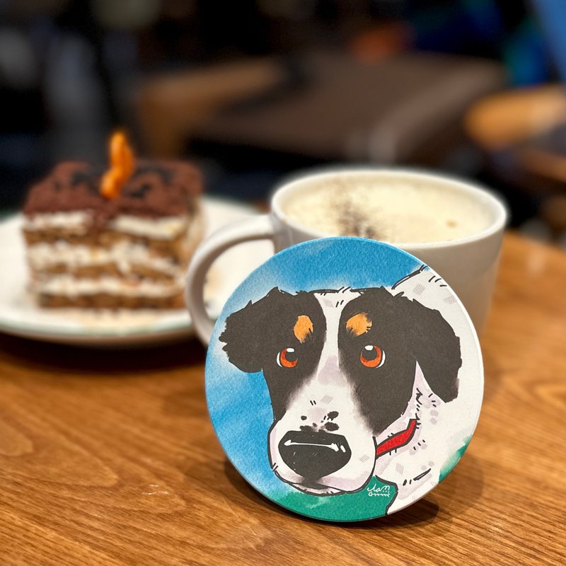 定制化宠物肖像圭藻土杯垫 / 圭藻土 / 宠物绘画 - 杯垫 - 其他金属 多色