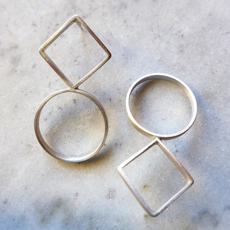 Ligne / 法国设计手工创作纯银耳环 - 耳环/耳夹 - 其他金属 银色