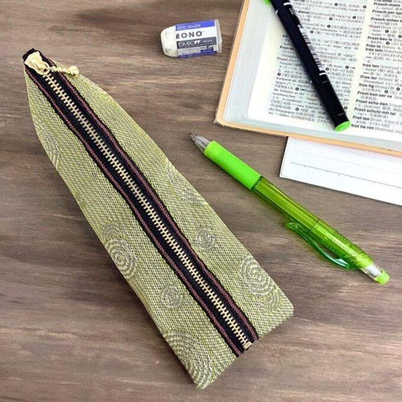 【枯山水】畳缘 四面体笔袋 芥子 黄色 禅意 同心圆 条纹 - 铅笔盒/笔袋 - 其他材质 黄色