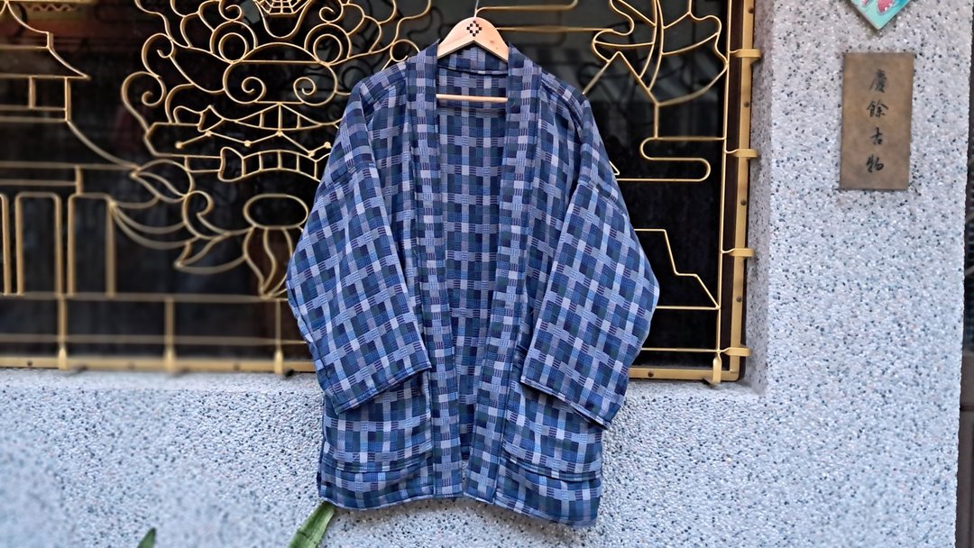 AMIN'S SHINY WORLD 小方格多彩提花 KIMONO - 男装外套 - 棉．麻 多色
