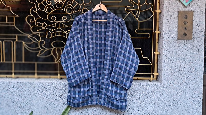 AMIN'S SHINY WORLD 小方格多彩提花 KIMONO - 男装外套 - 棉．麻 多色