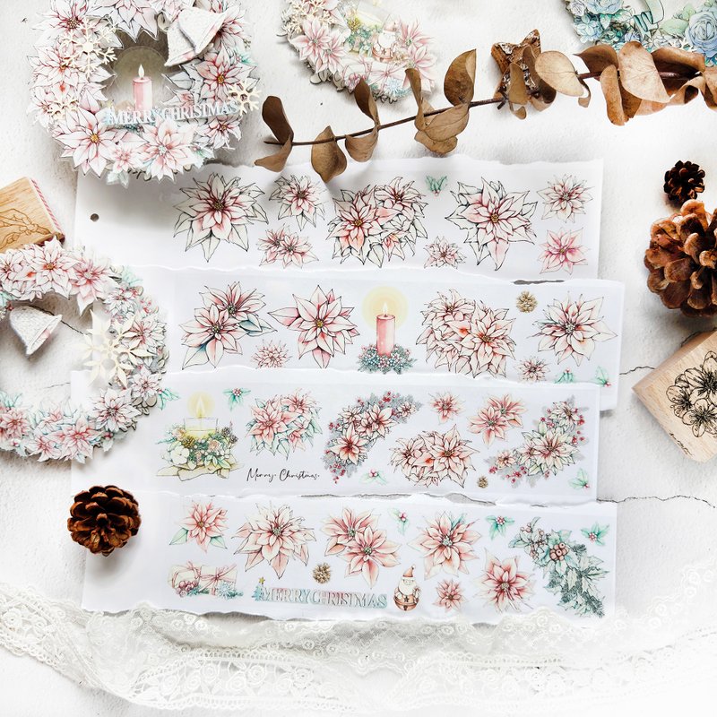 冬之歌 / 亮面PET / 圣诞胶带 / 重油 - 纸胶带 - 纸 粉红色