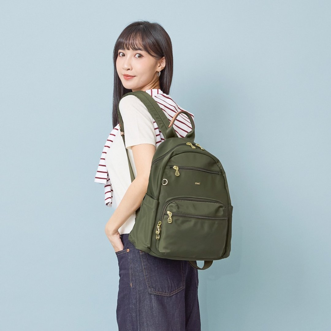 (经典绿附胸扣)必buy宽侧袋旅行休闲后背包03531A - 后背包/双肩包 - 尼龙 绿色