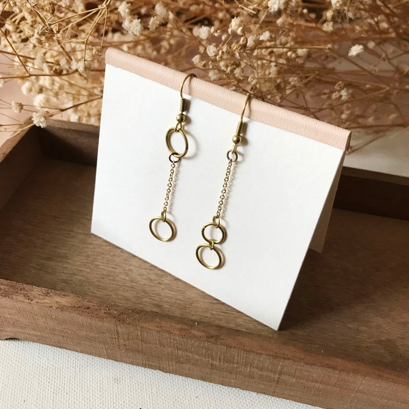 黄铜耳环_复古典雅链(可改夹) - 耳环/耳夹 - 其他金属 金色