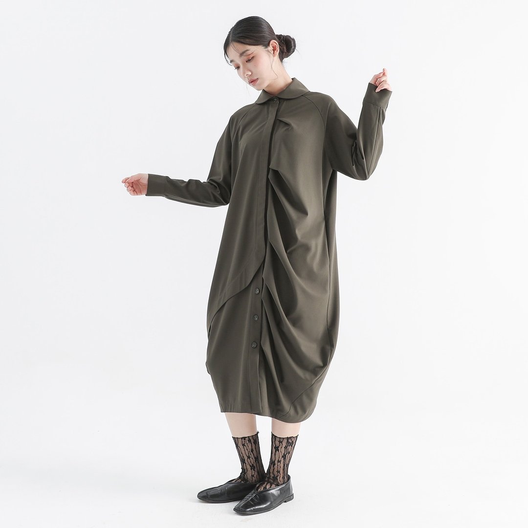 Canterburybells_风铃钟型洋装_CLD522_军绿 - 洋装/连衣裙 - 聚酯纤维 绿色
