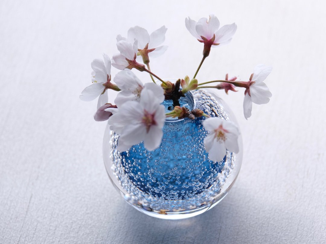 气泡一轮花器 钢蓝色 - 花瓶/陶器 - 玻璃 蓝色