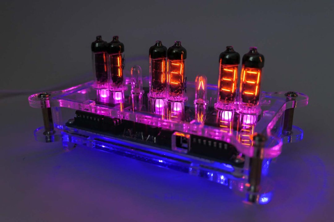 NUMITRON Desk clock with IV-9 Tubes + Remote + RGB + Power Nixie Era! Clear case - 数码小物 - 塑料 透明