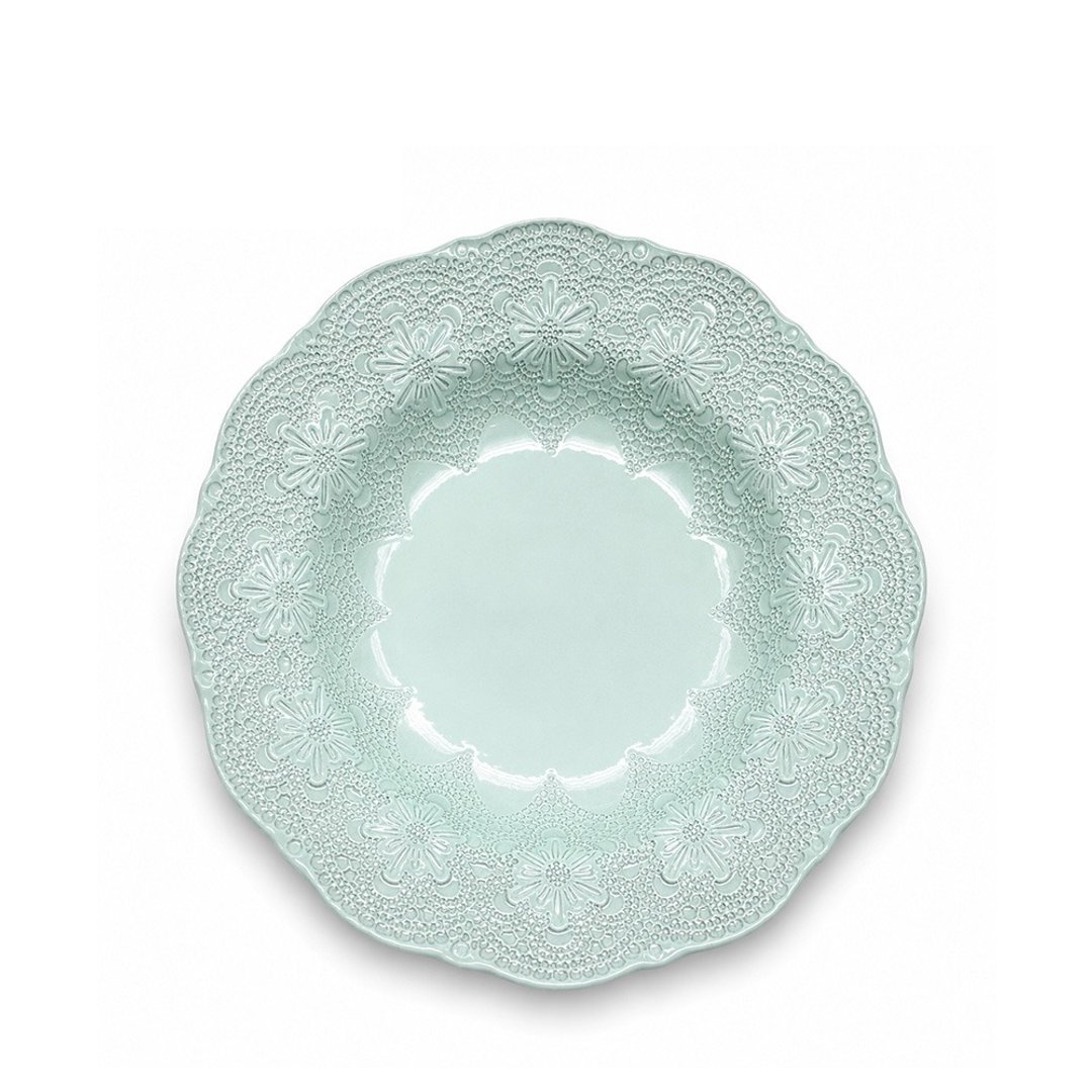 意大利 VBC casa 手工浮雕蕾丝系列 32cm 沙拉碗 蒂芬妮绿 - 盘子/餐盘/盘架 - 陶 绿色