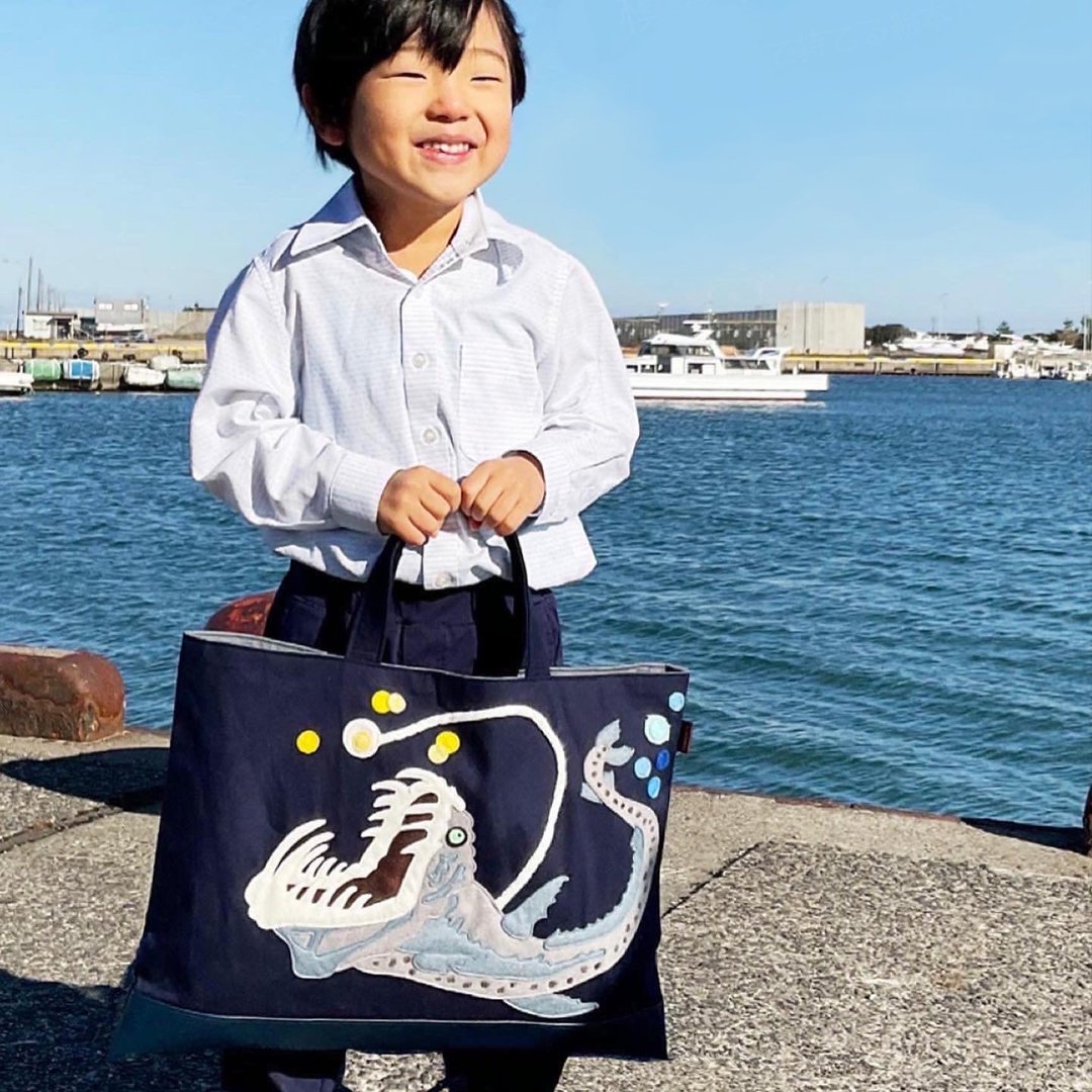 Book Bag - Viperfish(Navy) Appliqué/Oxford/Boy/Girl - 其他 - 棉 黑色