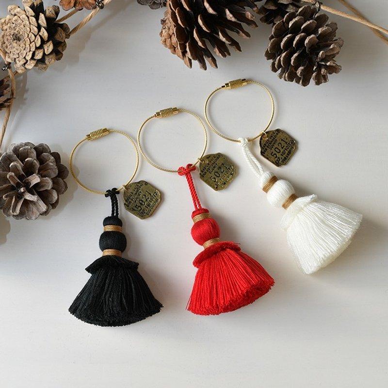 圣诞节流苏钥匙圈 / Key Tassel "Xmas" - 钥匙链/钥匙包 - 聚酯纤维 红色