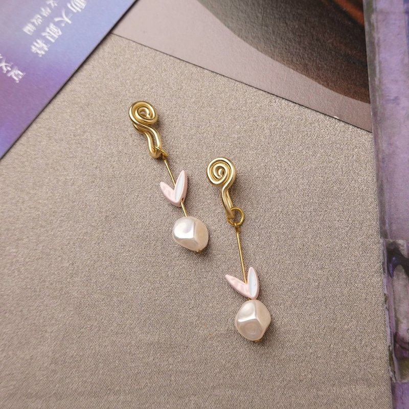 偷偷爱你 无痛耳夹 / 粉 - 耳环/耳夹 - 其他金属 