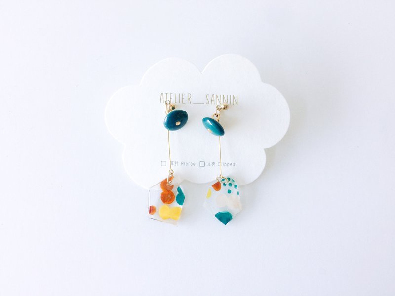 枫糖脆片系列-枫糖胡桃 手绘 垂坠 手作 手工耳环 耳针/耳夹 - 耳环/耳夹 - 其他材质 绿色