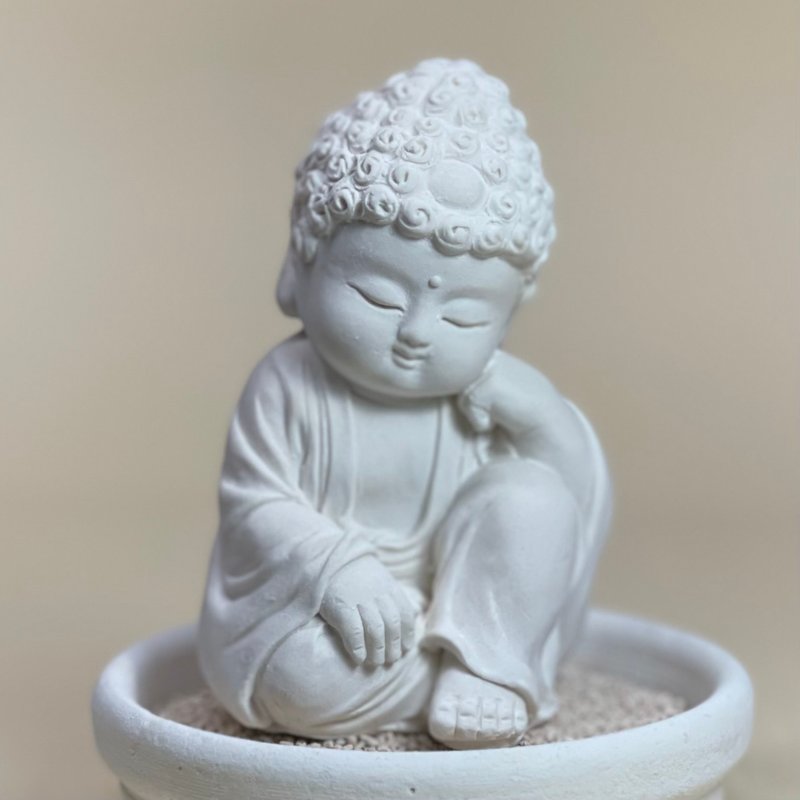 【五倍券优惠】净念吉祥小佛之悟道 小盘套组 扩香套组 居家香氛 - 香薰/精油/线香 - 其他材质 白色