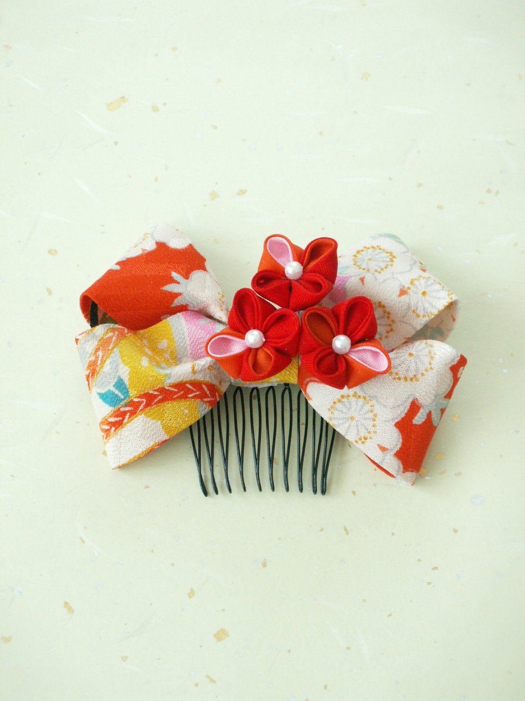 Using resale knobs' hair ornaments old cloth 【Ribbon · Red / Orange】 - 发饰 - 丝．绢 红色
