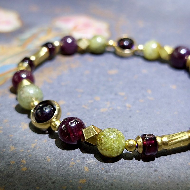 1月诞生疗愈石设计款手串 | 紫牙乌石榴石 | 翠榴石 | 星光贵榴石 - 手链/手环 - 玉石 