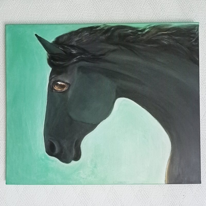 龙马精神/马主题艺术/原创手绘艺术画 - 海报/装饰画/版画 - 棉．麻 绿色