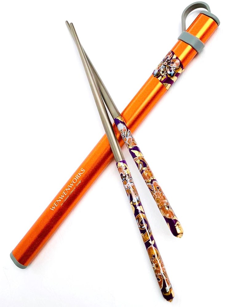 纯钛筷子【温纹陶】工艺 | 钛玺筷 金绽富贵 H 系列 - 筷子/筷架 - 其他金属 紫色