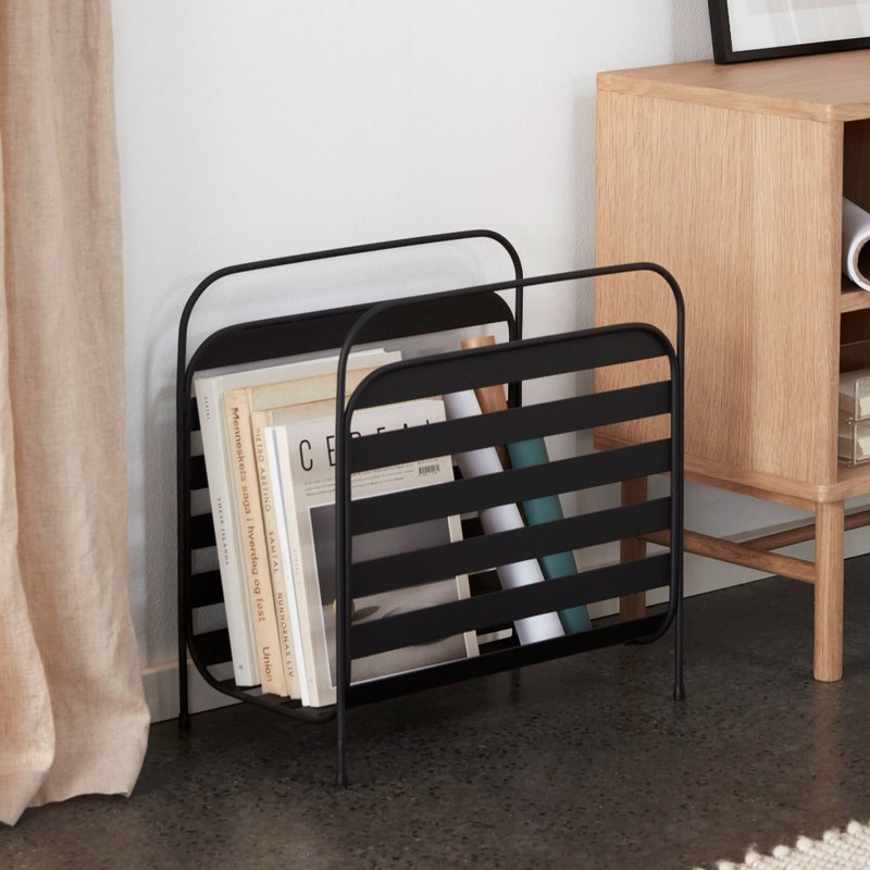【Hübsch】－020918 黑色金属栅栏设计多功能杂志收纳架 - 书架/书挡 - 其他金属 黑色