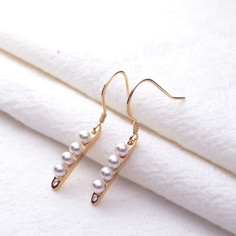 协奏曲Concerto 施华洛世奇珍珠耳环(黄K金) - 耳环/耳夹 - 纯银 金色