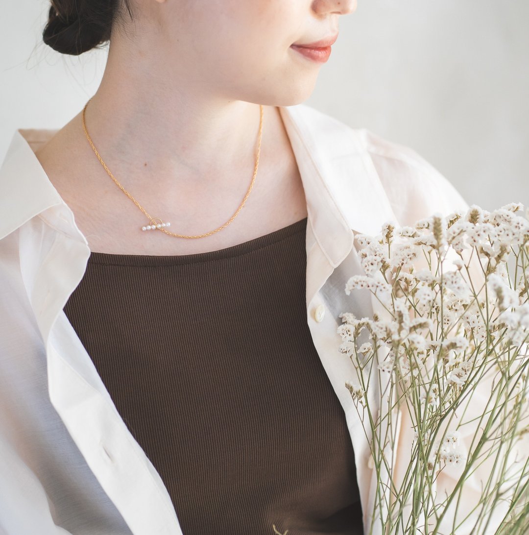 14kg Mantel Pearl Necklace - 项链 - 其他金属 金色