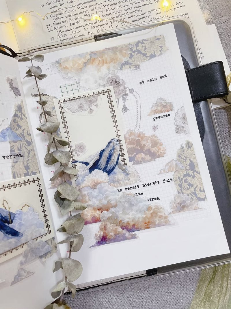 雲隱 くじら 雰囲気 水彩畫 和紙膠帶 10米卷 台灣製 - 纸胶带 - 其他材质 多色