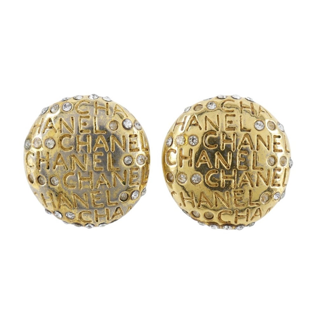 【日本直送】香奈儿 CHANEL Logo 耳环 Vintage 镀金 × 莱茵石 约 20.5g 女仕【二手】 - 耳环/耳夹 - 其他金属 金色