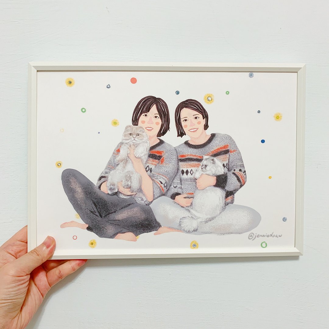 婚纱插画设计/似颜绘/电脑绘图/可加文字/关注IG送手机壁纸 - 订制画像 - 其他材质 多色