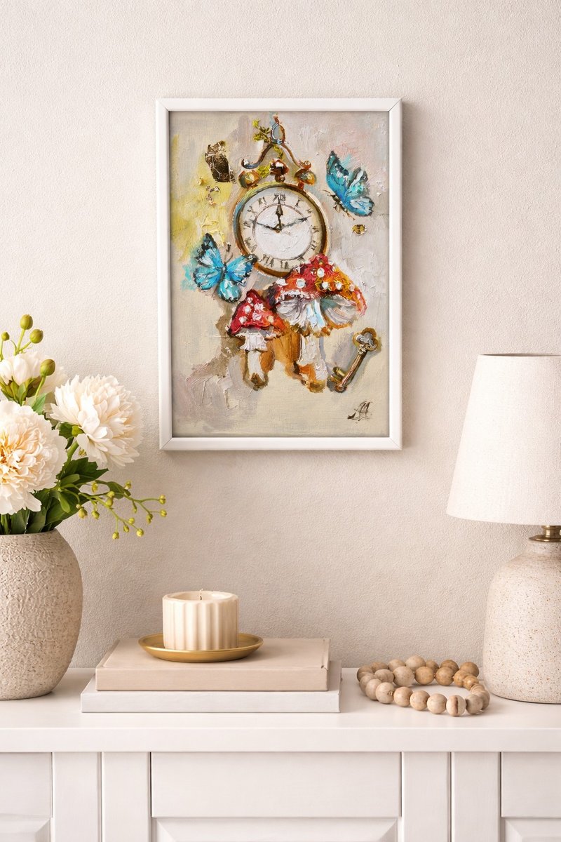 鹿的童话 一套 2 幅原创油画。波西米亚风格装饰。 - 墙贴/壁贴 - 其他材质 卡其色