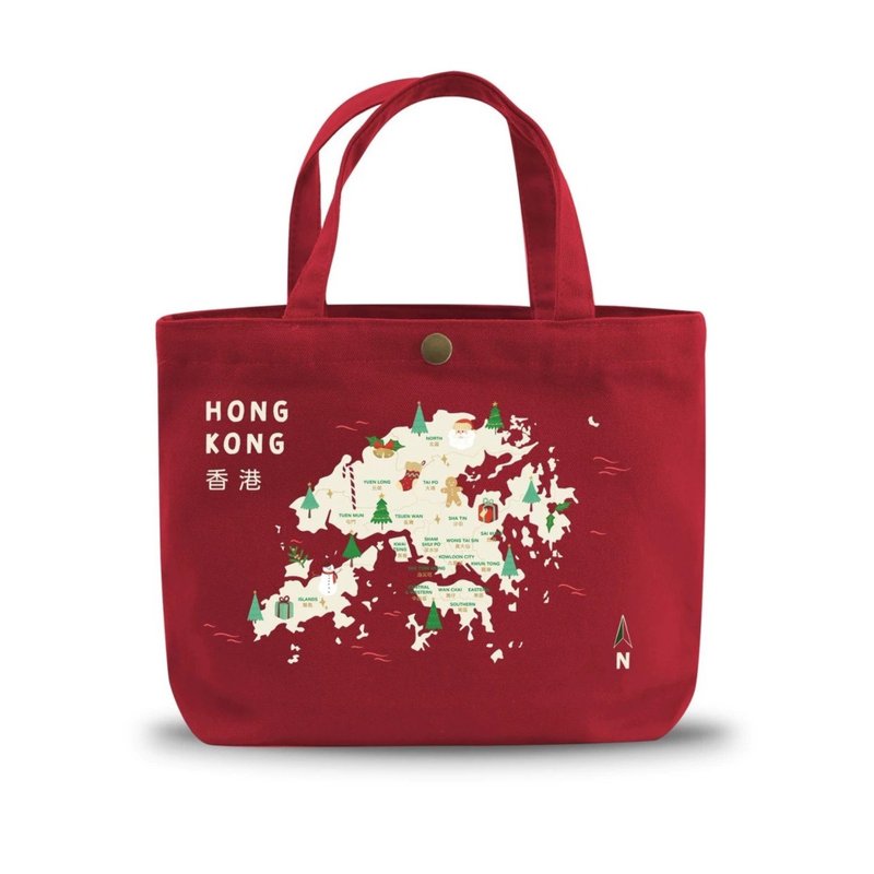 香港地图迷你帆布袋 - 圣诞版 - 手提包/手提袋 - 棉．麻 多色