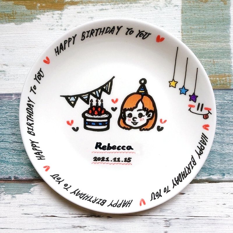 情人定制化/Q版人像/庆生派对盘_圆盘(纪念日/生日) - 订制画像 - 瓷 