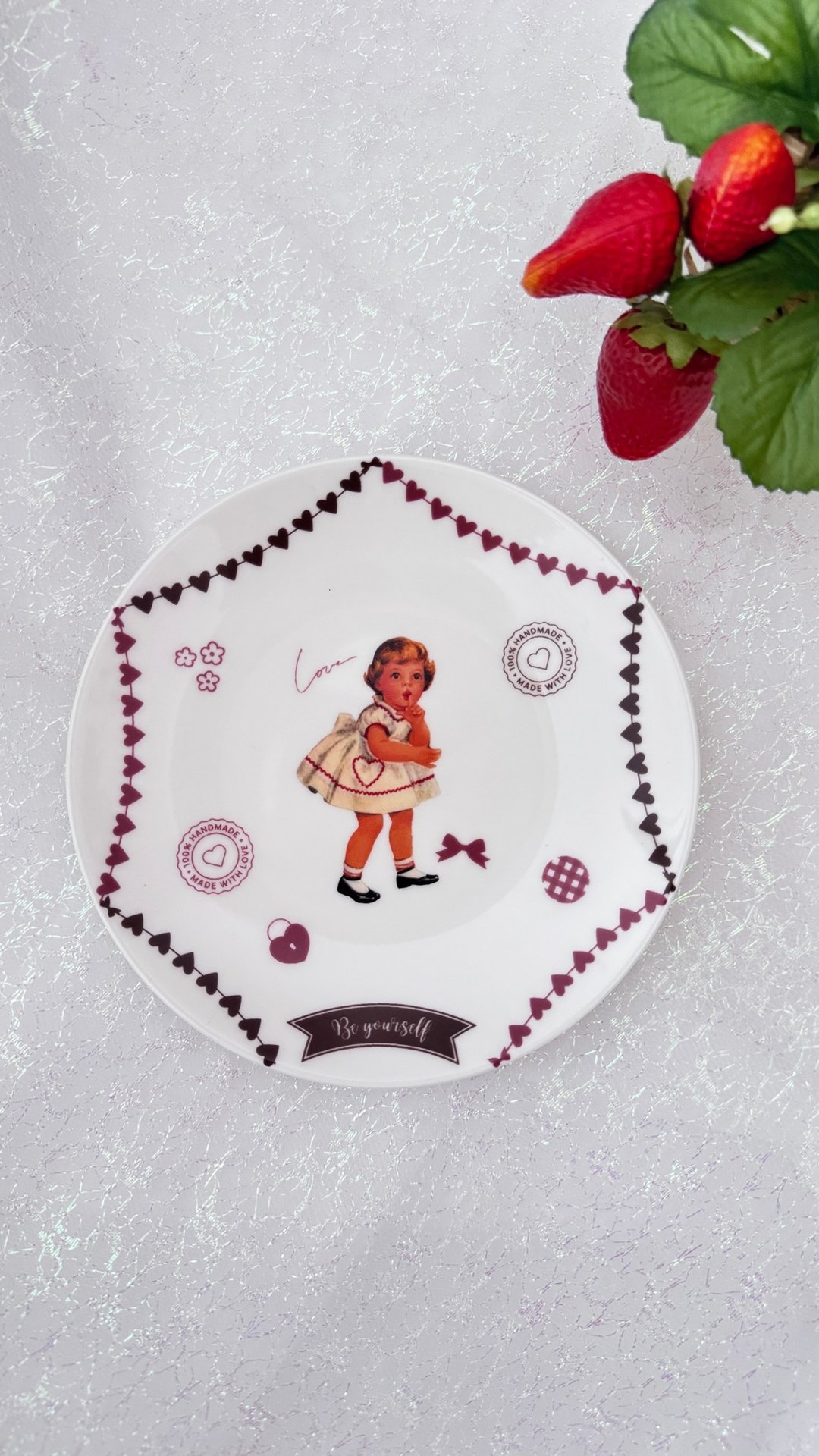 Porcelarts 心形图案 16cm 盘 甜点盘 手工食器 - 盘子/餐盘/盘架 - 陶 白色