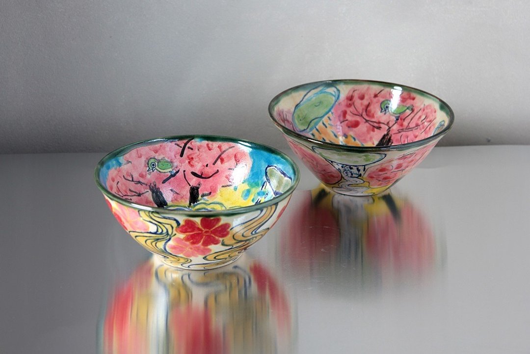 Bowl of cherry and wigs - 花瓶/陶器 - 陶 粉红色