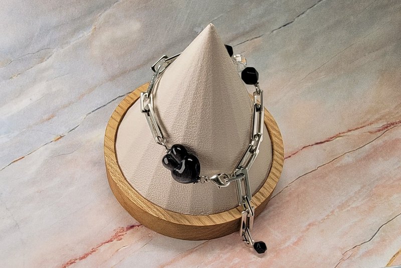 Six Cats 天然石 设计款 卯兔 招财 开运 祈福 白K金手链 礼物 - 手链/手环 - 半宝石 