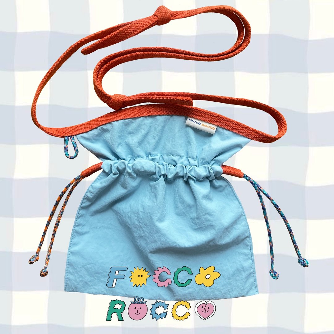 micro drawstring crossbody bag : two - tone ( light blue ) - 束口袋双肩包 - 尼龙 蓝色