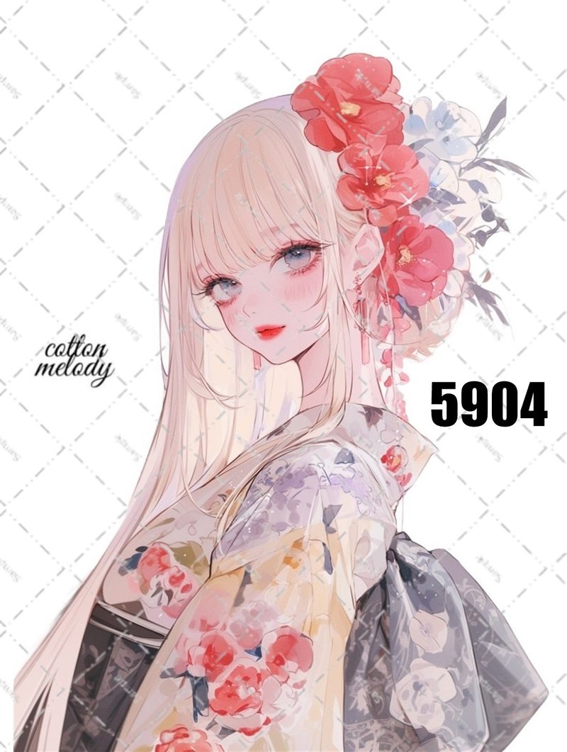 original sticker no.5904 人物贴纸 原创贴纸 人像贴纸 女孩贴纸 原创人物贴纸 - 贴纸 - 纸 