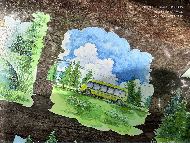 森之驿站 OKMT新七天流麻咕卡贴纸PET手帐胶带 - 纸胶带 - 塑料 绿色