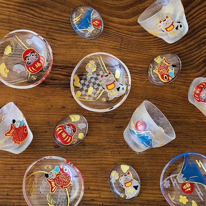 #下杀 日本ADERIA mono开运豆皿酱料小碟 / 共4款 - 浅碟/小碟子 - 玻璃 多色