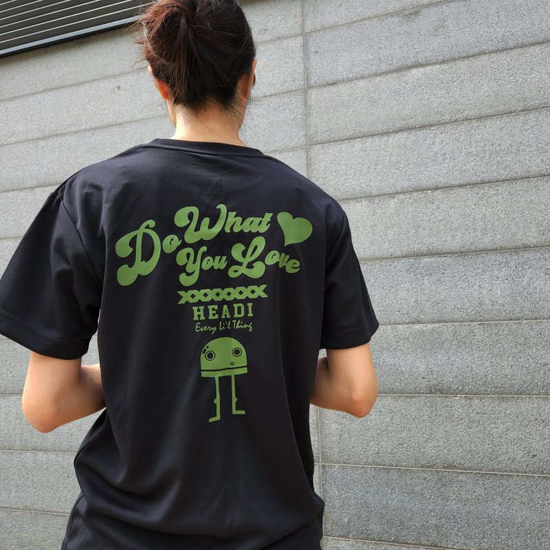 中性户外速干短袖刺绣上衣 - Do What You Love Headi/黑 (S/XL) - 中性连帽卫衣/T 恤 - 其他材质 黑色